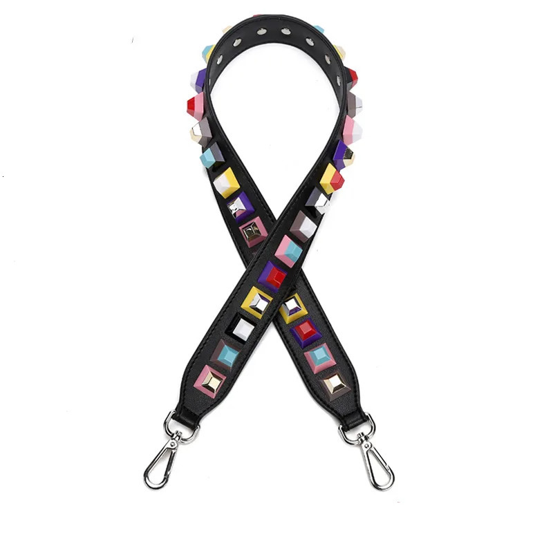 Woman Bag Straps High Quality Rivet Shoulder Straps Wide Bag Strap Collide Color Joker Flower Strap Crossbody Parts Acessorios 251030