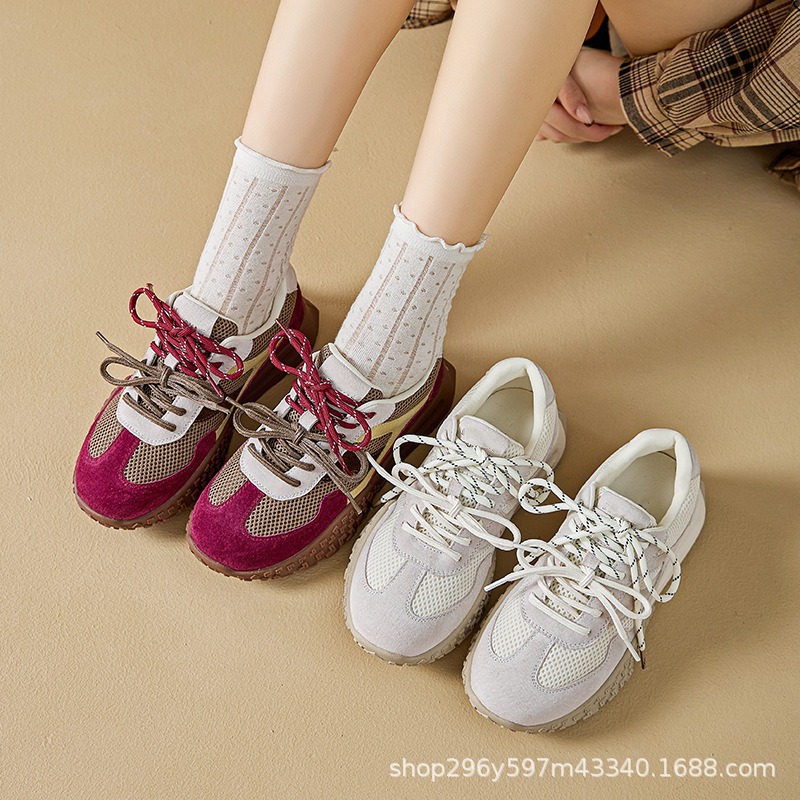 German training shoes women's autumn new thick-soled breathable casual sneakers women's soft-soled breathable and versatile dad shoes