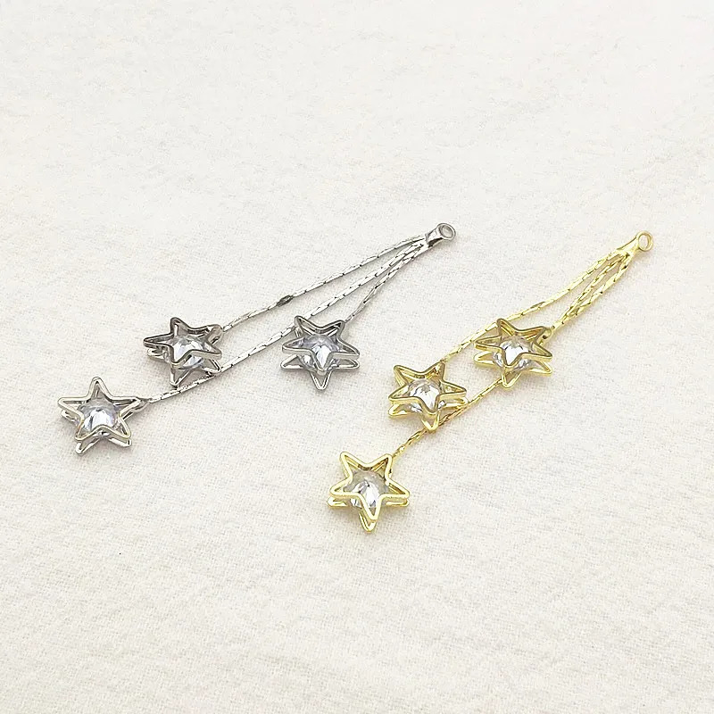 Arrival 63x11mm 50pcs Cubic Zirconia Star Chain Charm for Handmade Necklace Earring DIY PartsJewelry Findings Components 251030