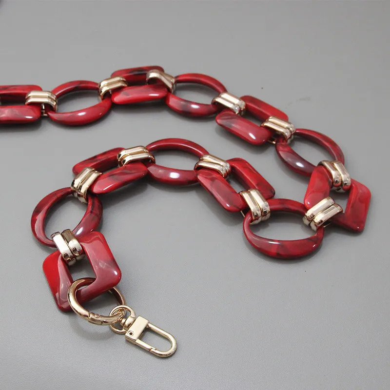 Fashion Woman Bag Accessory Detachable Replacement Red Ink Acrylic Metal Chain Strap Women Shoulder Clutch Chains 251030