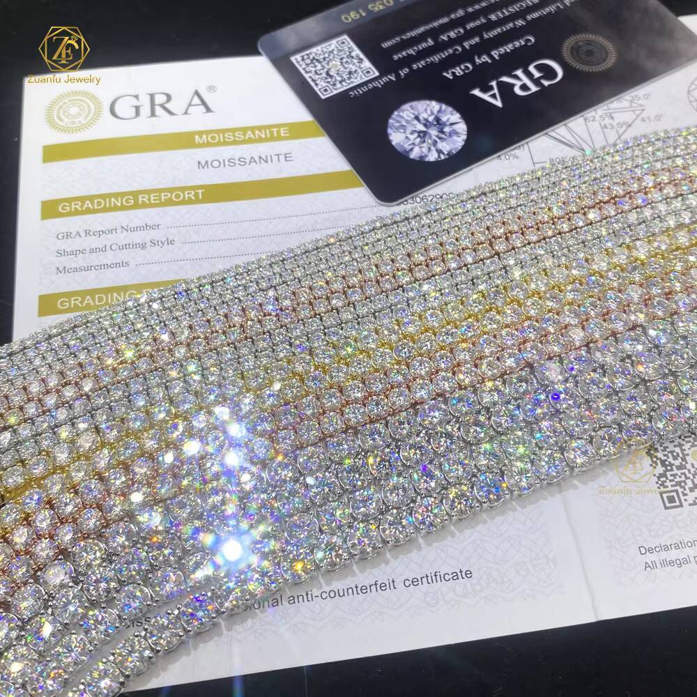 Market Wholesale 2mm 3mm 4mm 5mm 65mm Iced Out VVS Moissanite Fine Jewelry 100 925 Silver Tennis Chain Necklace With GRA