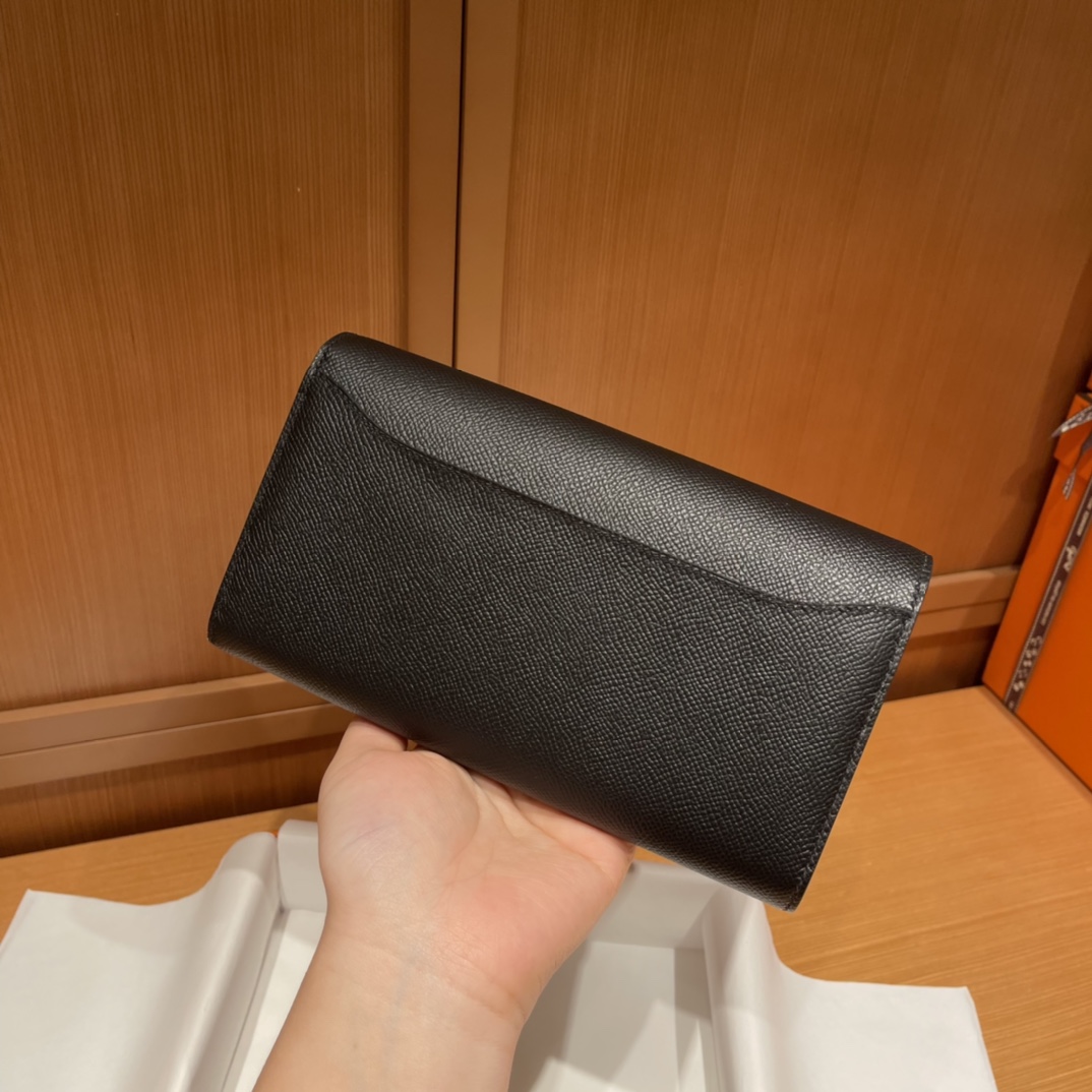 High-end lychee-patterned wallet chain solid color clutch