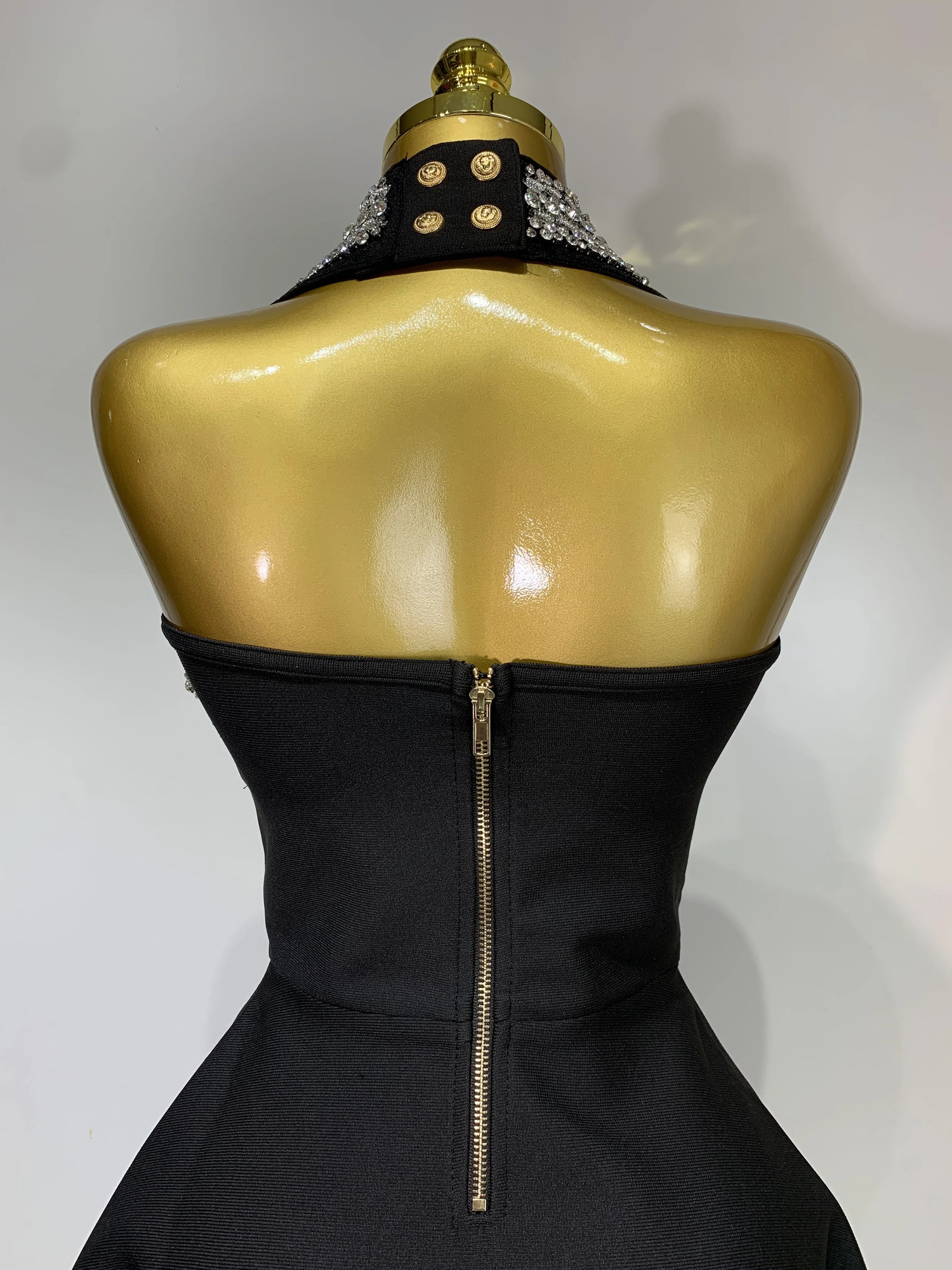 Fashion Women Party Dress Halter Sleeveless Backless Sparkly Rhinestone Bandage Dresses Elegant Evening Club Wear 251028