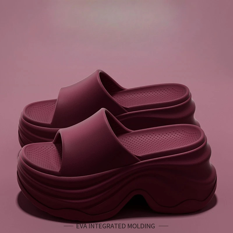 YNPO Solid Color EVA Platform Slippers Women Thick Sole Non Slip Beach Slides Sandals Lady Summer Soft Sole Wedge Heel Slipper 251030