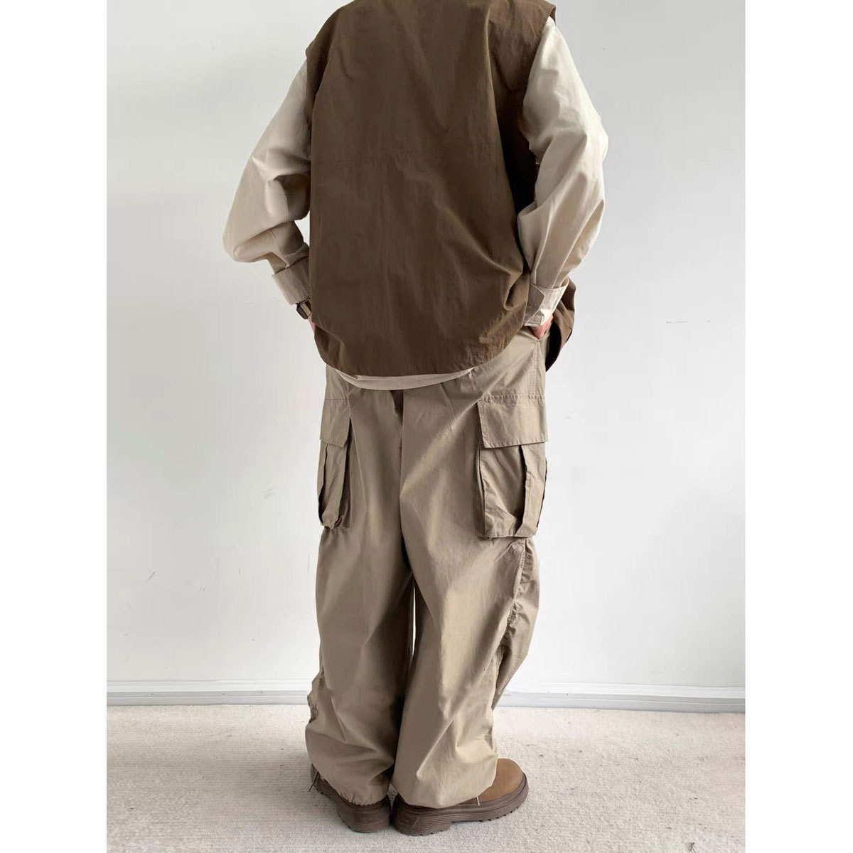 Loose wide leg workwear pants for both men and women 2023 Spring and Autumn item versatile ankle tied casual pants trendy 240821