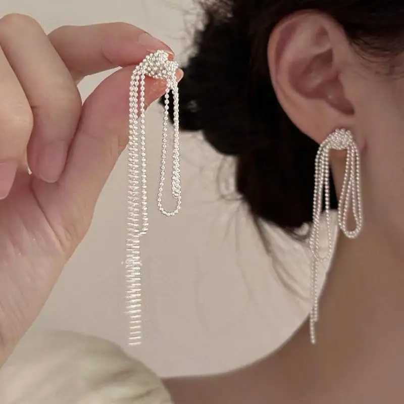2025 New Arrival Korean Vintage Knot Long Tassel Dangle Earrings For Women Fashion Geometric metal jewelry party Gifts Y250401