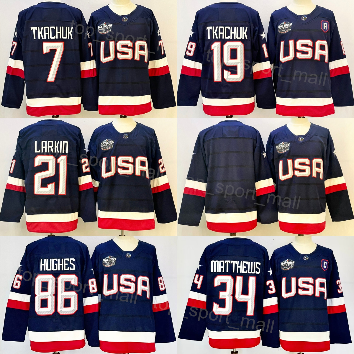 2025 4 Nations Face Off US Hockey Jerseys Men 7 Brady 19 Matthew Tkachuk 86 Jack Hughes Team Color Navy Blue Stitched For Sport Fans Breathable High Quality