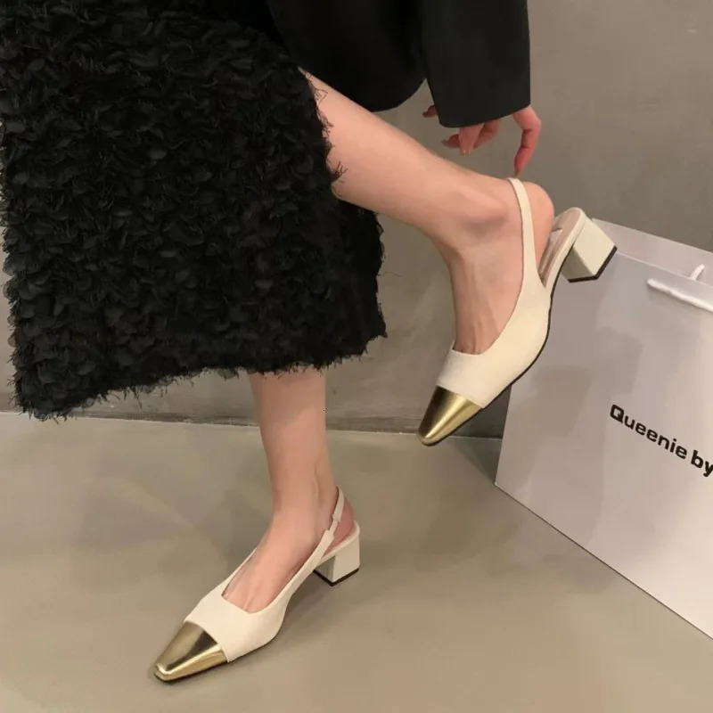 Womens Summer Fashion Brand Designer Anti slip Thick soled High Heels Outdoor Leisure Office Dot toed Sandals 250402BJ - view 5