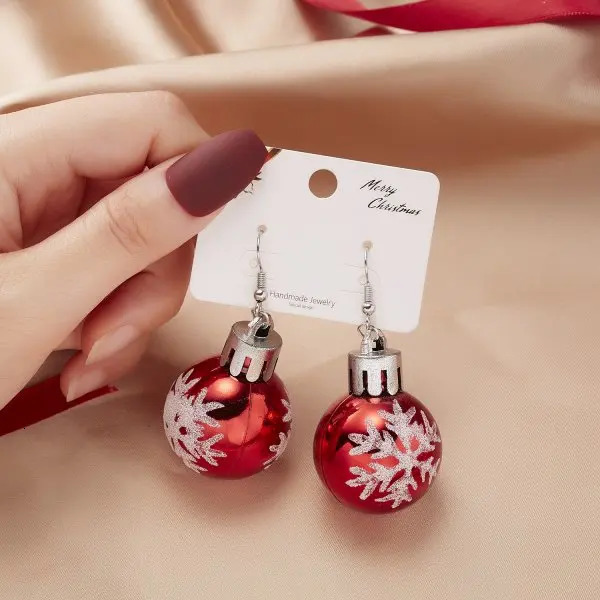 Trendy Christmas Resin Shiny Sequins Ball Ear Hook Earrings For Women Star Snowflake Round Ball Dangle Earring Xmas Jewelry 251031