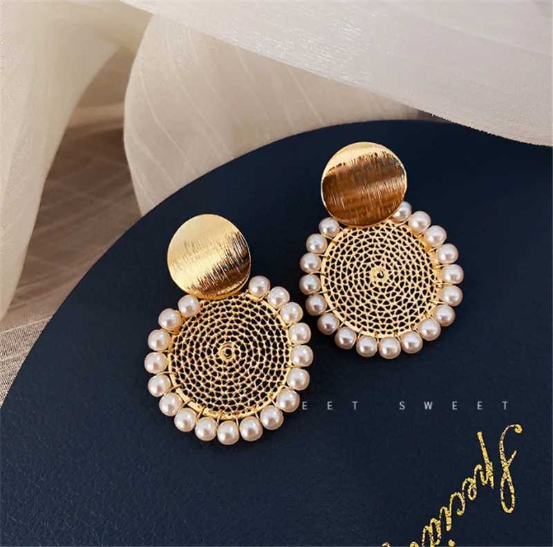 Xiyanike Geometric Round Pearl Earrings Temperature Online Celebrity Earrings Personalized Design Earrings New 2021 Y250401