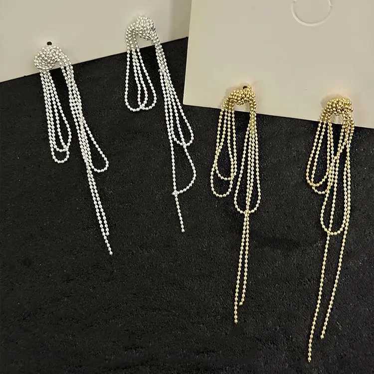 2025 New Arrival Korean Vintage Knot Long Tassel Dangle Earrings For Women Fashion Geometric metal jewelry party Gifts Y250401
