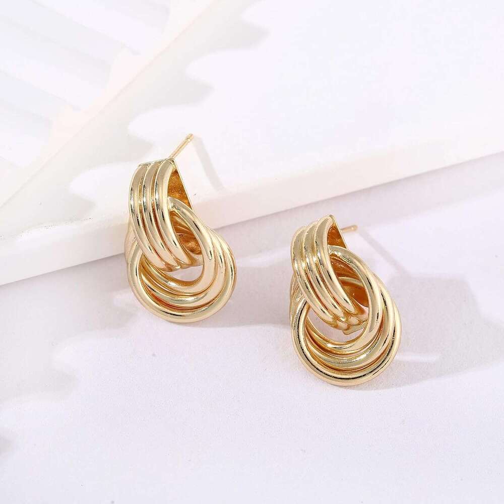 Trendy Gold Knot Heart for Women Colored Drop Dangle Statement Earrings Chunky k Earring Jewelry
