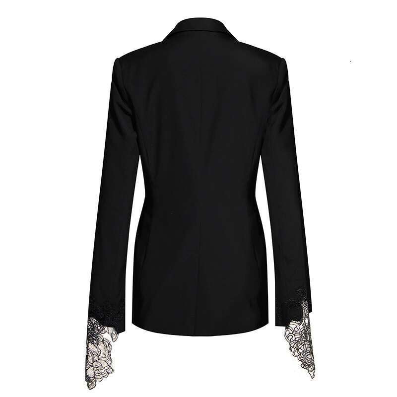 Patchwork Embroidery Lace Blazer For Women Notched Collar Long Sleeve Tunic Casual Coats Female 2020 Autumn Fashion