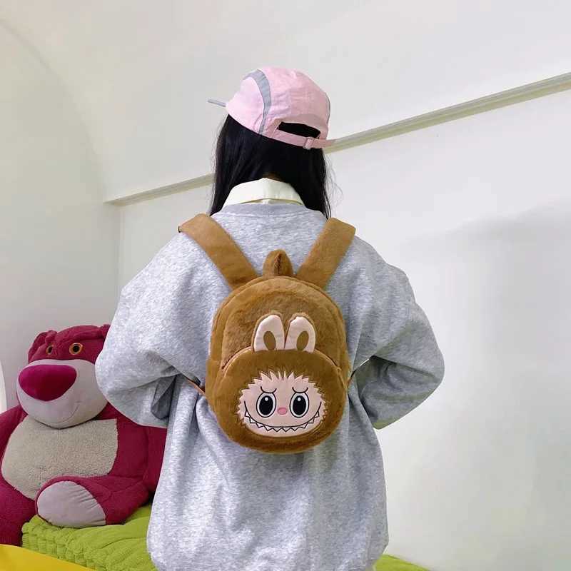 2024 Labubu Bakcpack for Girls Kids Cute Cartoon Plush Doll Bag Student Kavay Backpack Outdoor Travel Bag X250402