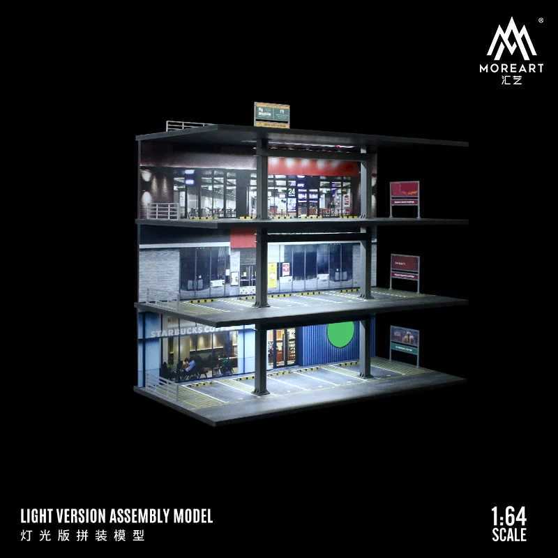 MoreArt 1 64 four story steel frame style garage lighting diode scene model parking lot plot display and collection X250402