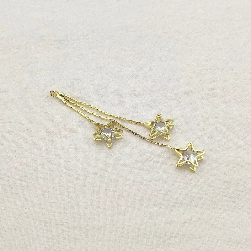Arrival 63x11mm 50pcs Cubic Zirconia Star Chain Charm for Handmade Necklace Earring DIY PartsJewelry Findings Components 251030