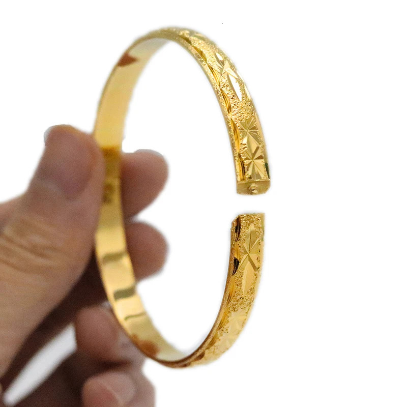 Moroccan Style Gold Plated Bracelet Middle East Wedding Bridal Bracelet Carved Pattern 8mm Bracelet Set Jewelry 250327