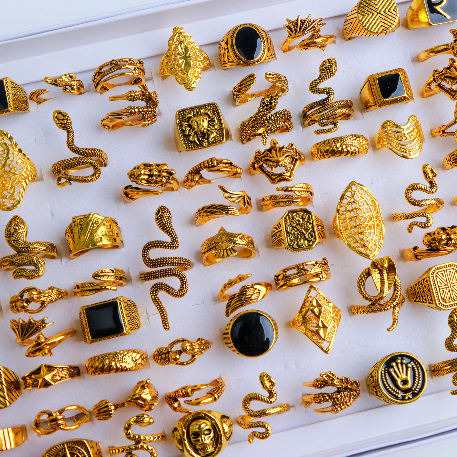 20PcsLot Vintage Punk Gothic Skull Ring for Women Men Retro Owl Skeleton Hip Animal Hop Party Gift Finger Jewelry Mix Style 251031