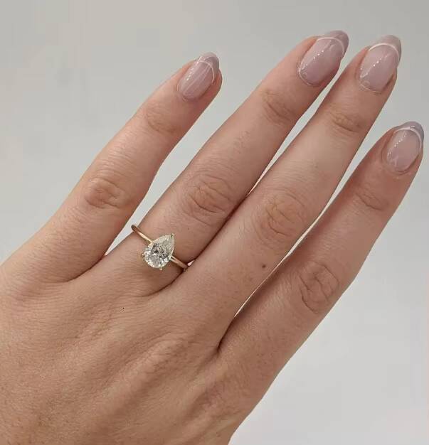 GRA 3CT Pear Cut Moissanite Engagement Ring 14K Yellow Gold Wedding Ring Tear Drop Solitaire Promise Diamond Rings for Women