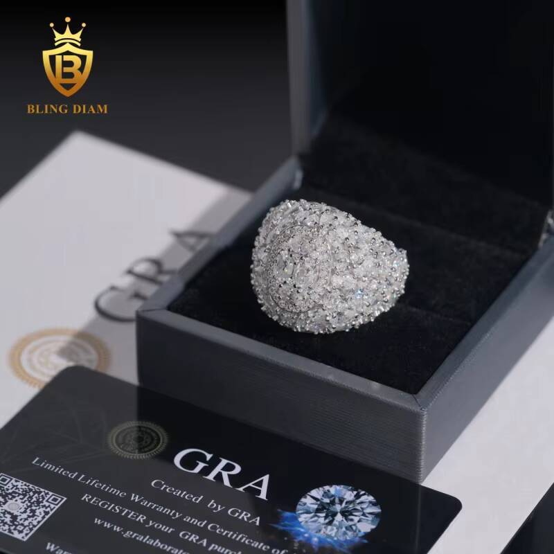 Fashion 925 Silver Rings for Men Moissanite Iced Out Moissanite Hip Hop Jewelry High Quality Diamond Pass Diamond Test with GRA