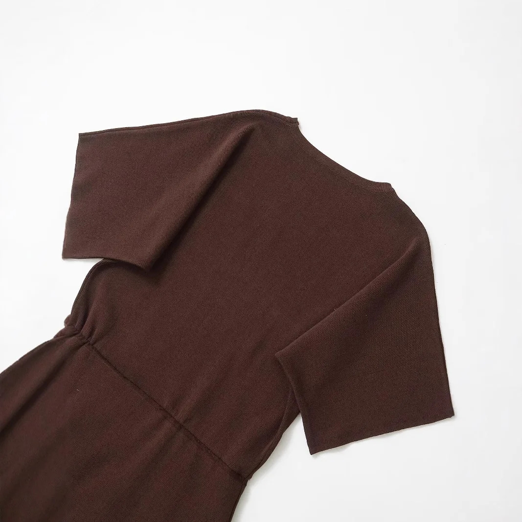 Summer Womens Fashion Knitted Splicing Long Skirt Casual Half Sleeve Loose Two piece Dress 250402m