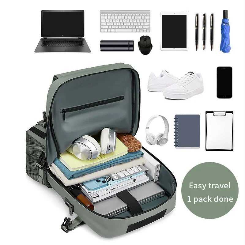 Sport Hiking Camping Bag Womans Travel backpack Waterproof 16 Inch Business Laptop Backpack with Shoe Bags Hidden USB ChargingC250401