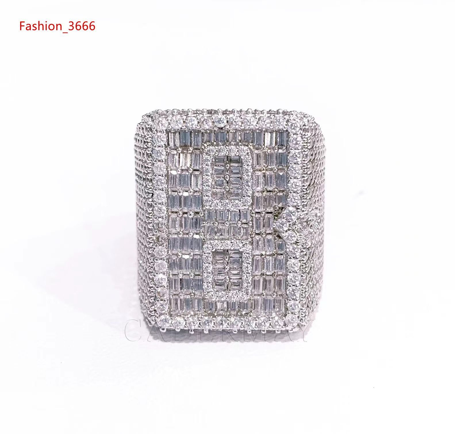 HipHop Jewelry Customize Moissanite Ring Men Iced Out B Letter 925 Sterling Silver D VVS Baguette Moissanite Pinky Ring