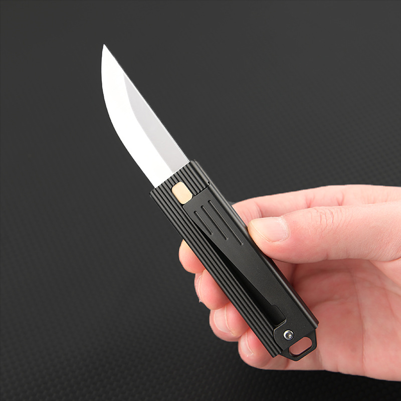 Mini Mechanical Gravity Pocket Knife D2 Steel Blade Aluminum Handle Portable Keychain Knife Camping Outdoor Tool EDC Knives SelfDefense