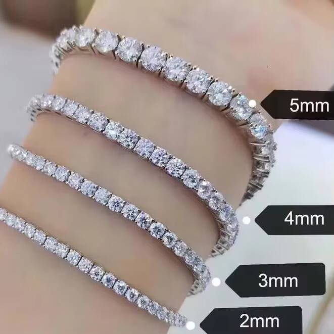 7 Days Fast Delivery Fine Jewelry 925 Sterling Silver VVS Moissanite Diamond Classic Cluster Bling Tennis Chain Necklace