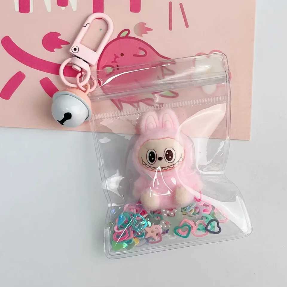 New plush mini Labubu Rubble vinyl cute particles mobile pendant cute keychain gift W250402