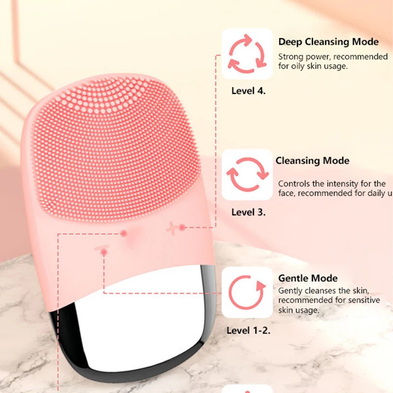 Electric Silicone Square Cleansing Brush Facial Cleanser Ultrasonic Skincare Facial Rechargeable Cleaning Massager 251030