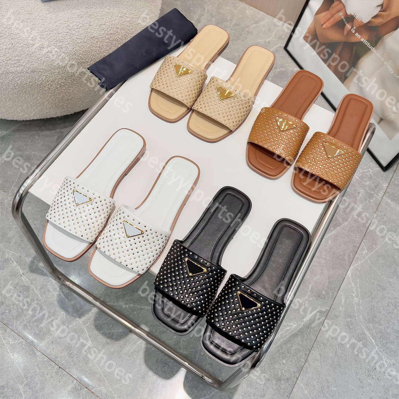 Designer Slipper Sandals Women Slides Black Platform Wedges FlatformSlippers Summer Flat Comfort Mule Beach shoes size 35-43