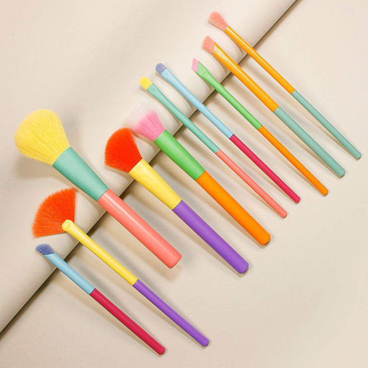 10 Macaron makeup brush set Soft hair powder brush Spot color brush eye shadow brush Full set of beauty tool brush 230602