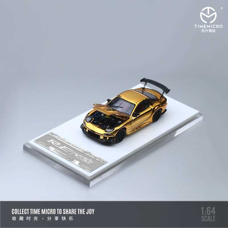 Time Mirco1 64 Mazda RX-7 Rain Palace Open Cover Plating Color Alloy Car Model for Gift Collection Display X250402