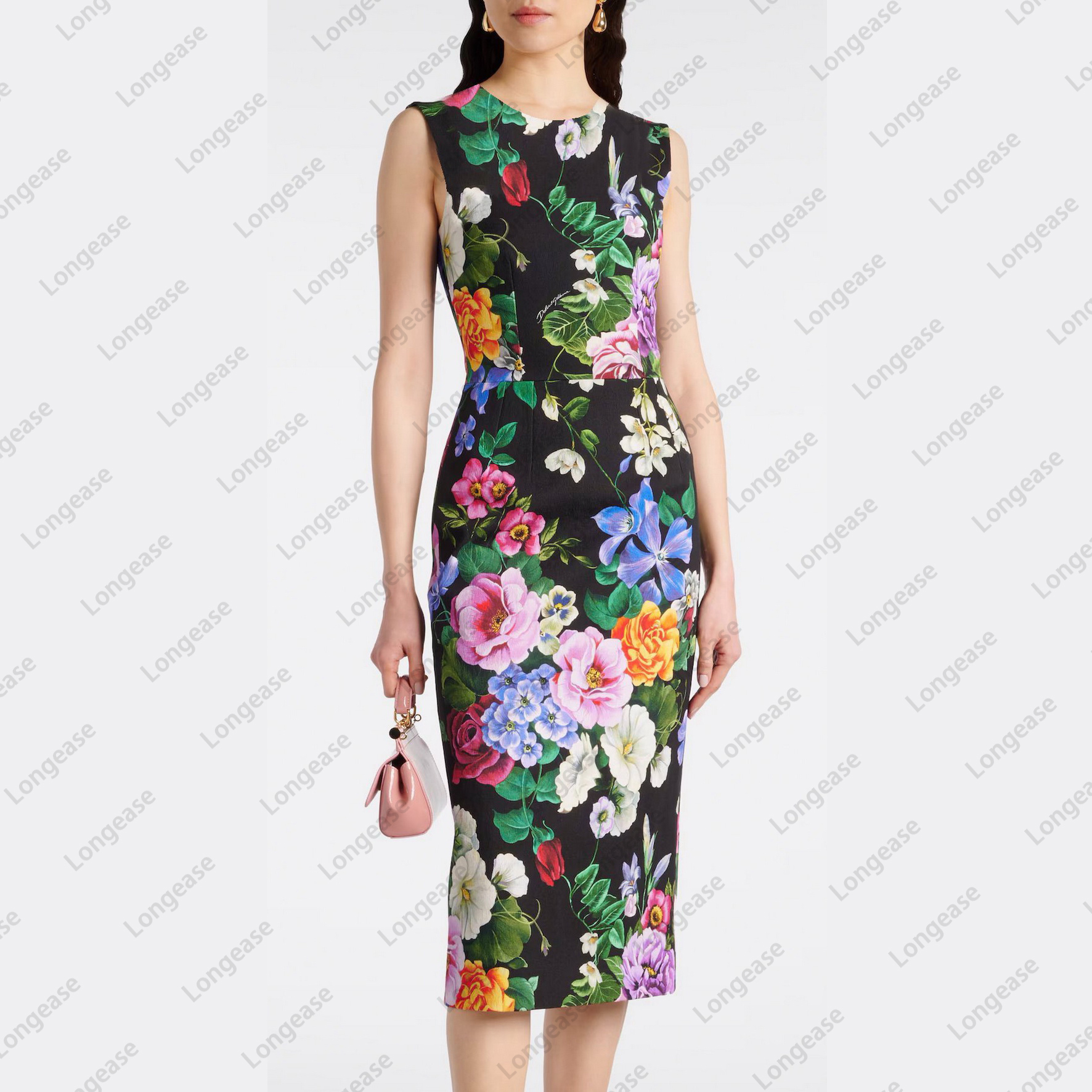 Dress summer dress designer dresses womens dress floral printed tight fitting crew neck sleeveless midi dress plus size womens clothing designer summer dress