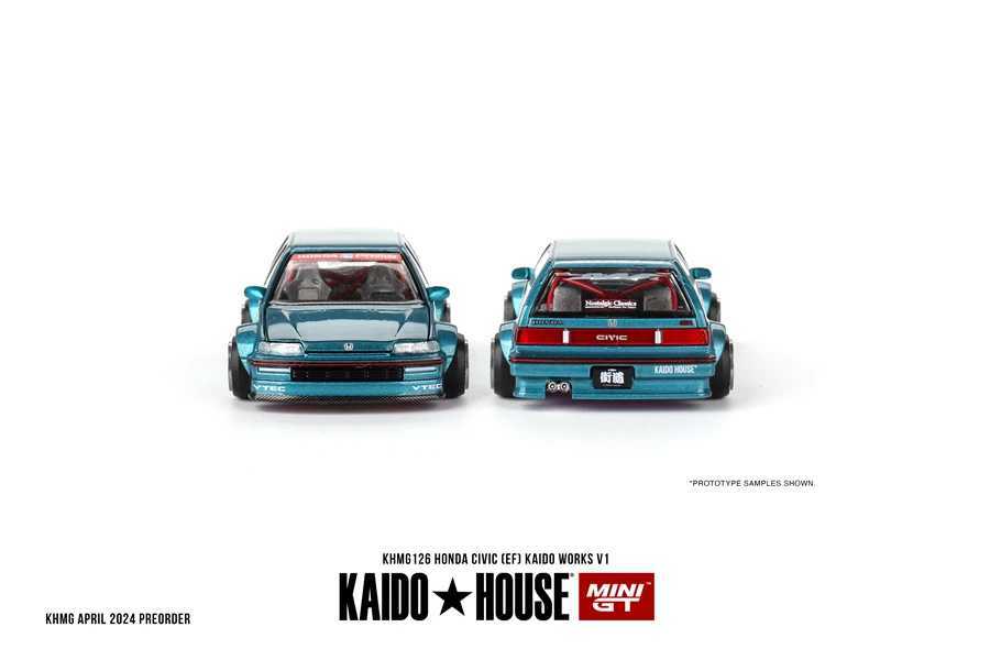 Kaido House + MINIGT 1/64 Honda Civic (EF) Kaido Works V1 KHMG126 Car Alloy Vehicle Diecast Metal Model Kids Gift Toys for Boys Z250402