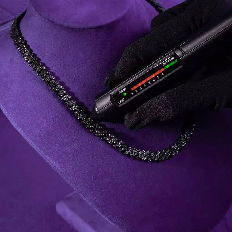 Hip Hop Fine Jewelry Passd Diamond Tester 925 Sterling Silver Iced Out 8MM VVS Black Moissanite Prong Cuban Link Chain for Men