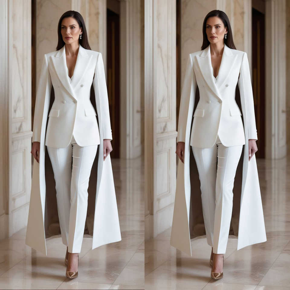 Formal Mother Of The Birde Pants Suits White Double Breasted Office Ladies Business Wear Prom Birthday Party Customized 2 Pieces