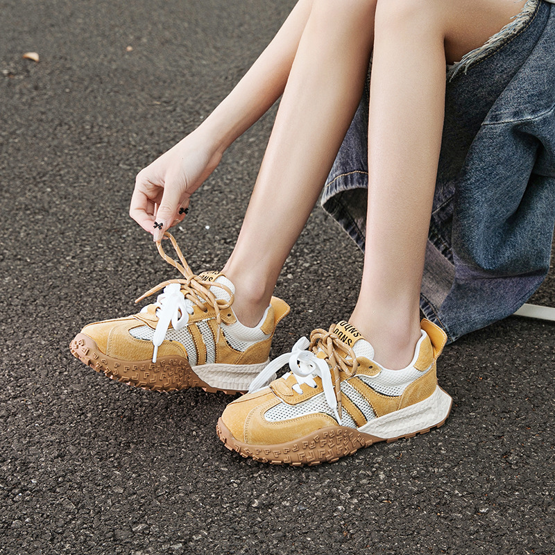 Spring/summer new platform versatile mesh breathable single shoes casual sneakers women's retro Forrest Gump shoe trend2025