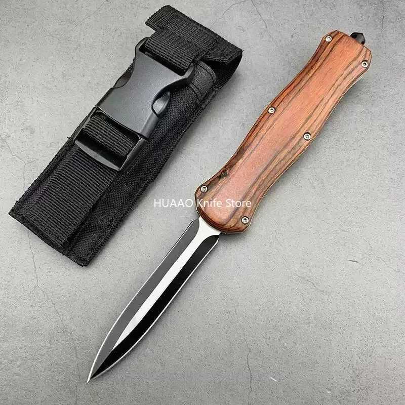BM A06 folding blade Knfie assisted opening D2 blade wooden handle hunting knife camping self-defense EDC multi tool giftW250402