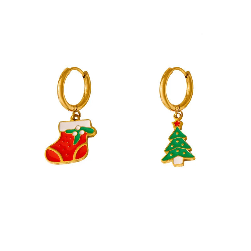 2025 Christmas Hoop Earrings for Women Girls Stainless Steel Dangle Earrings Christmas Series Santa Claus Pendant Earrings Gifts 251031