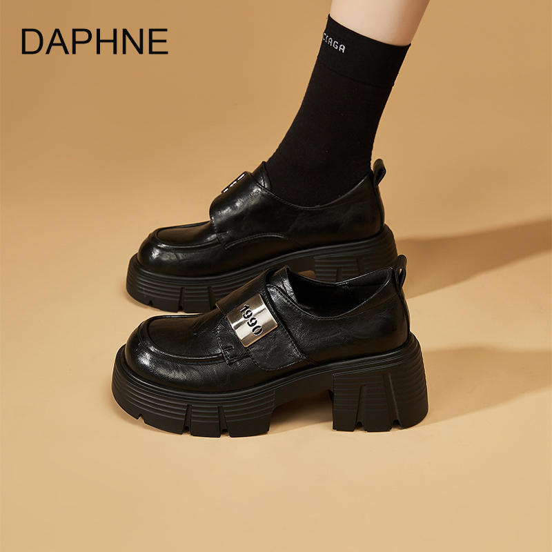 Genuine leather thick-soled loafers women's 2025 spring and autumn new soft-soled deep-edged single shoes British style one-foot pedal small leat