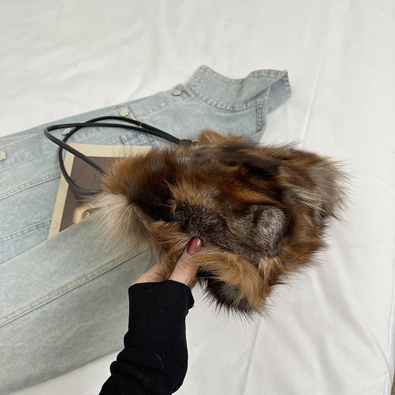 Winter Warm Fox Fur Shoulder Hobo Bags For Women Latest Purses And Handbags Elegant Evening Bag For Dinner Party 251030