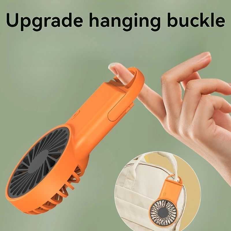 New foldable handheld USB rechargeable mini fan cartoon design with hook for outdoor home office use in mountainous areasXJ250402