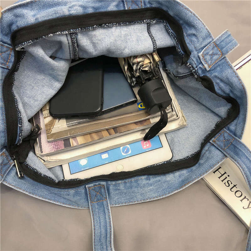 2025 NEW Lazy style capacity canvas women's crossbody ins denim large bag for students commuting to school backpack
