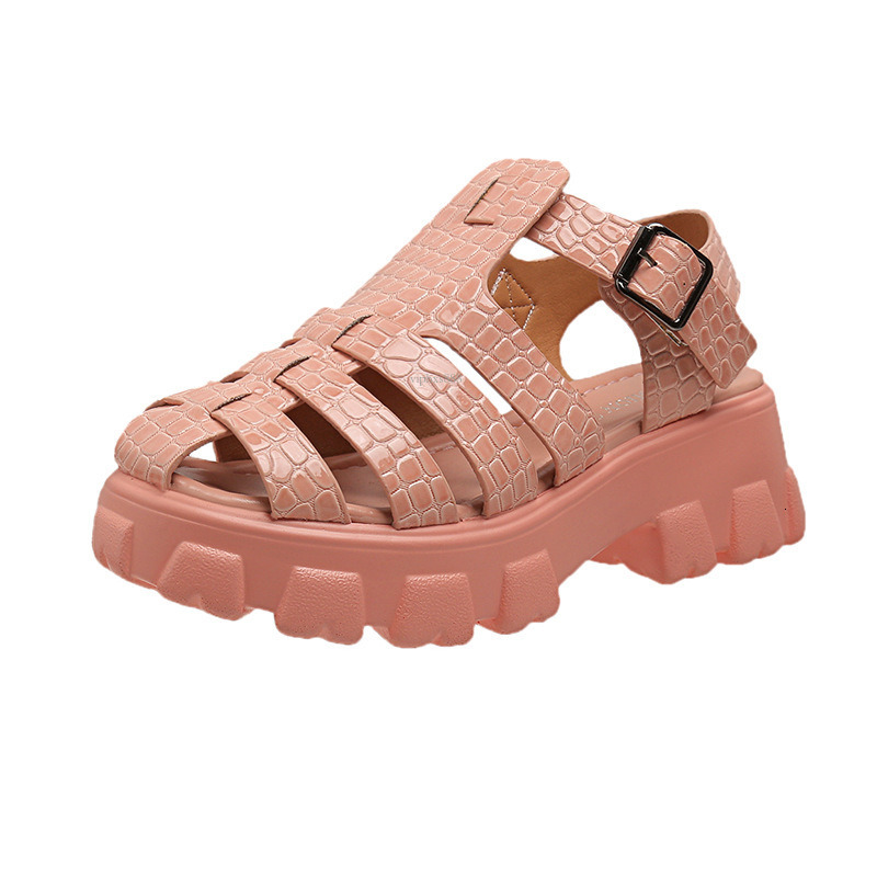 New Designer Sandals With Free Shipping Thick Soled Patterned For Women Pig Cage Shoes Hollow Woven Sponge Cake, Roman Sandals Oversized Ins Style San