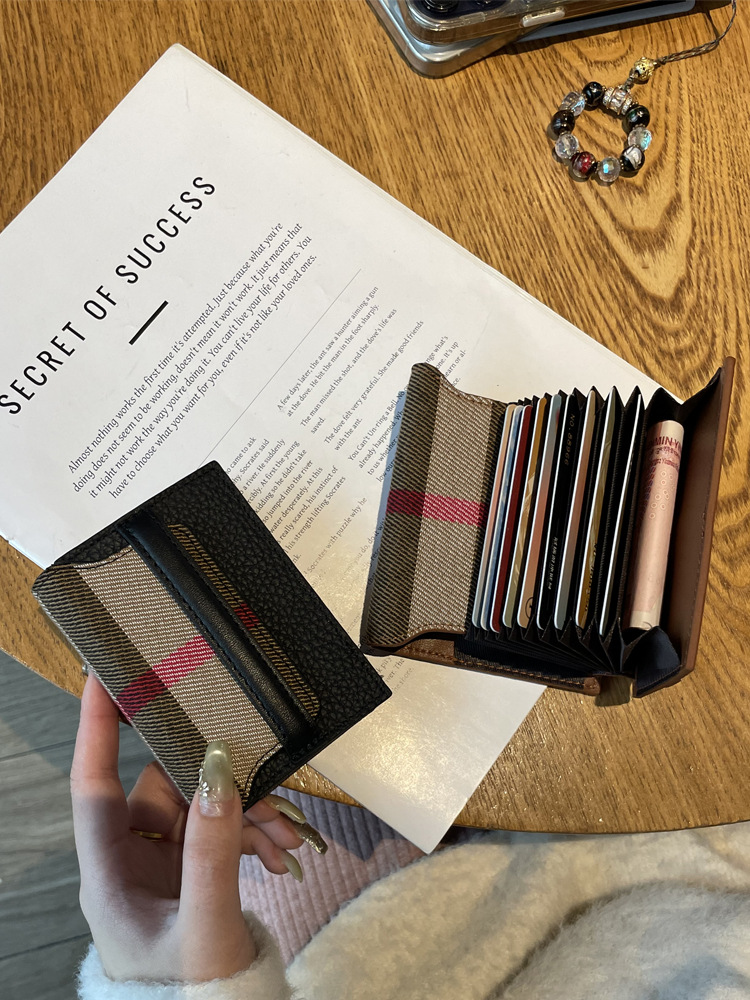 Luxury Wallet 2025 New Plaid Women's Card Holder, Genuine Leather Slim Wallet with Multi Card Slots, Multi-Functional ID & Coin Purse Free Shippi