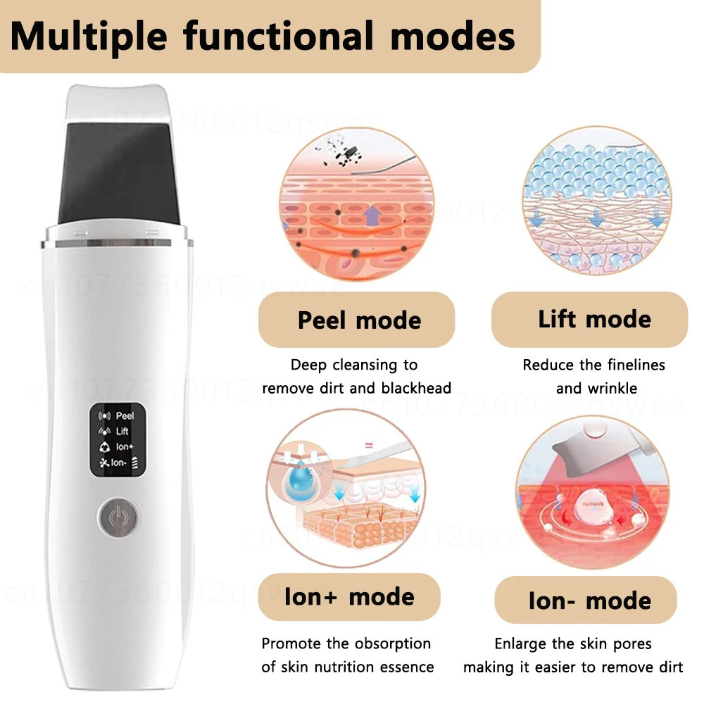 Ultrasonic Skin Scrubber Facial Deep Cleansing Blackhead Ultrasonic Cleansing Cavitation Peeling Shovel Skin Scrubber 251030
