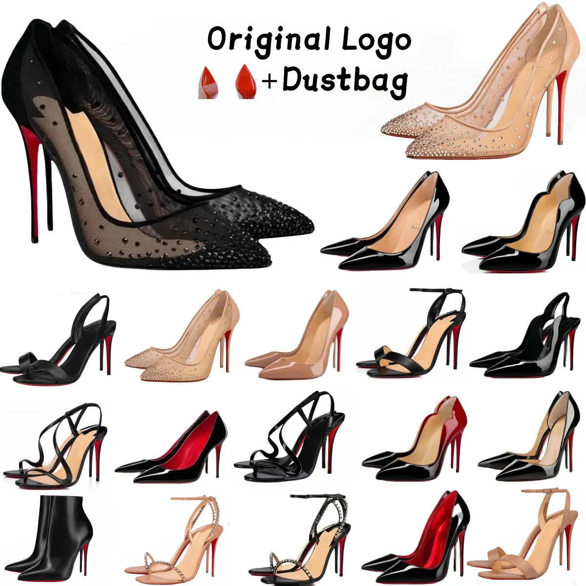 Brand heels Women Red BottomShoes Designer Luxury Peep Toe Sandals Pointed Toe Sandals 6cm 8cm 10cm 12cm Nude Black Patent Leather Woman Pumps 35-44 With Dustbag
