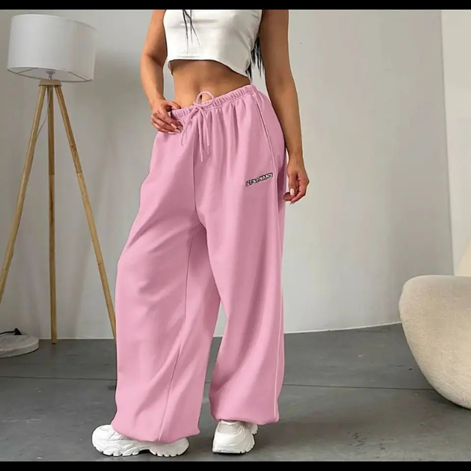 Striped ankle Sweatpants For Women Drawstring High Waist Straight Baggy Trousers Female Vintage Sport Hip Hop Pant Casual Street 251029